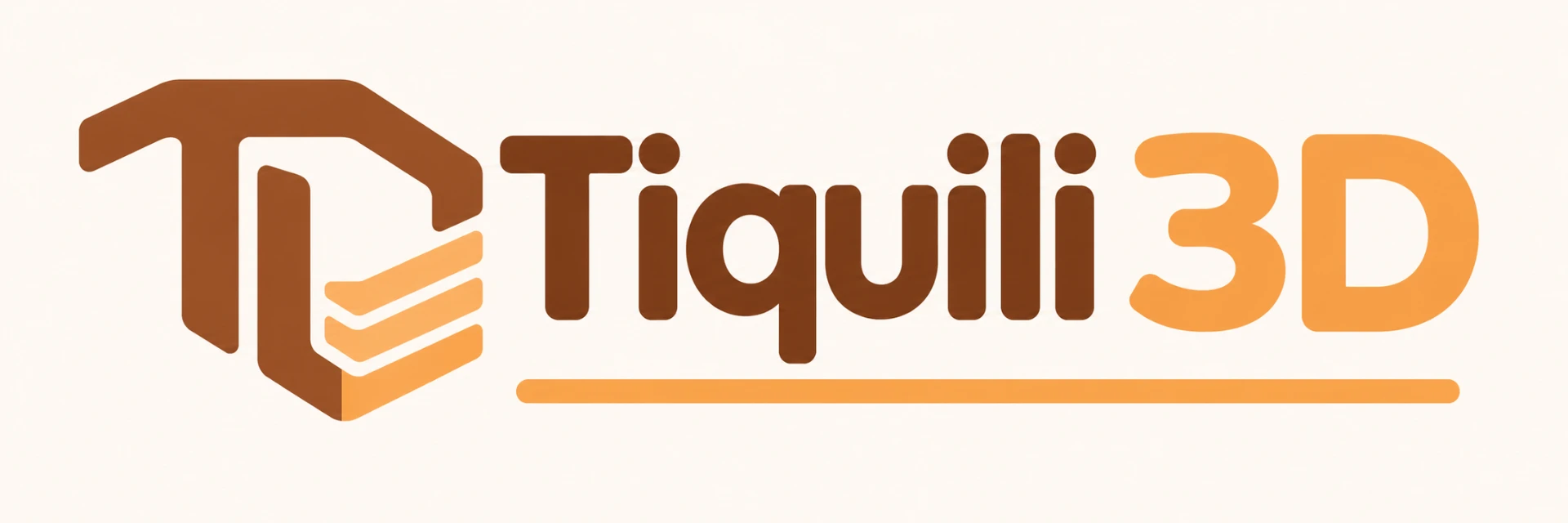 Logo Tiquili 3D em tons quentes