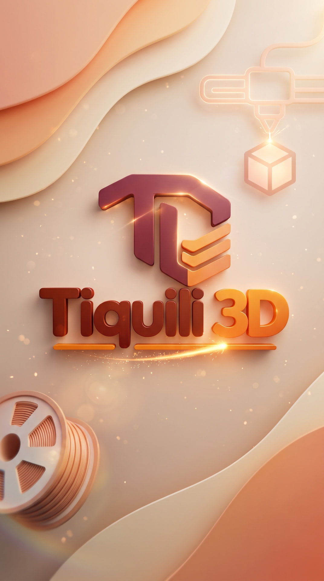 Arte Tiquili 3D com logo em relevo e impressora 3D